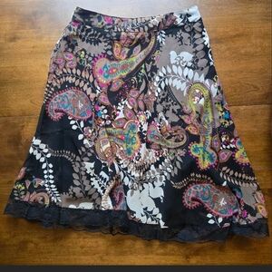 Boho Paisley Lined Midi Skirt – Small – Boutique Style
